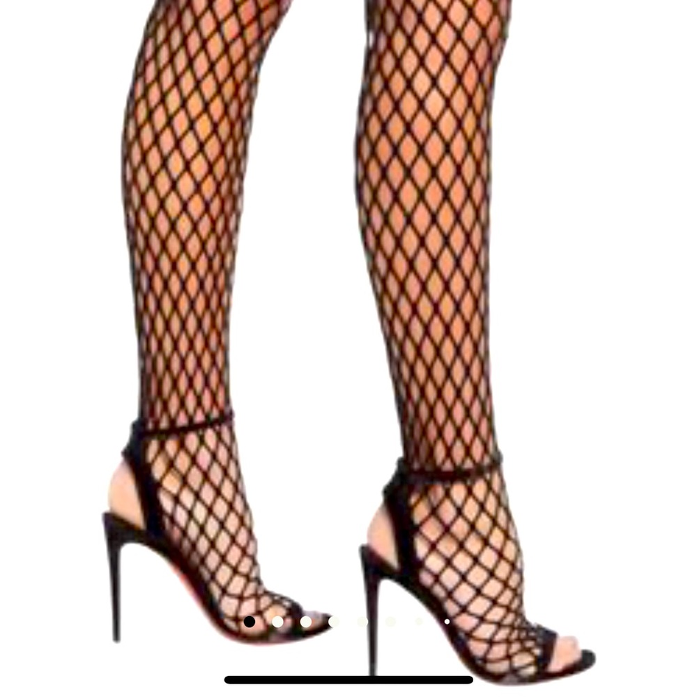 Christian Louboutin Veau Velours PVC Fishnet Zoom 100 Sandal